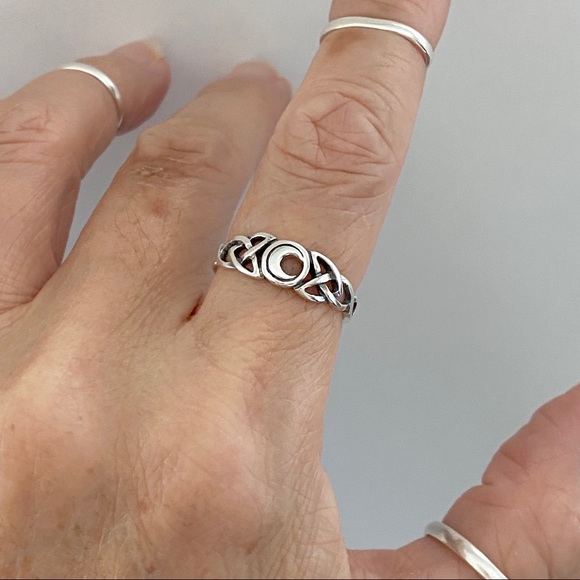Sterling Silver Celtic Moon Ring, Celtic Ring - Picture 10 of 15